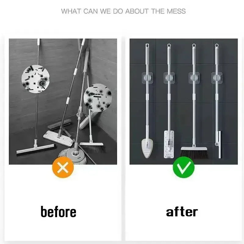 Acessório Autoadesivo Organizador de Vassouras para Cozinha e Banheiros