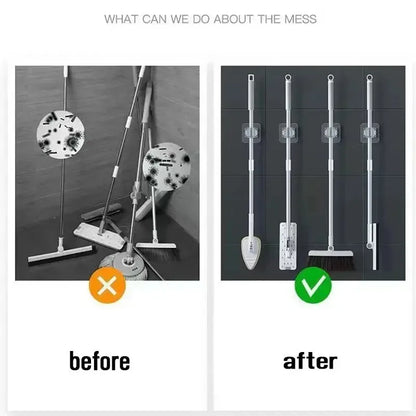 Acessório Autoadesivo Organizador de Vassouras para Cozinha e Banheiros