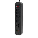 Extensão energia, tomada USB, plugue de água, 100-220V, 10A