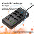 Extensão energia, tomada USB, plugue de água, 100-220V, 10A